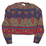 MODA Womens Green & Red Printed Button Shirt Long Sleeve M Cotton Blend