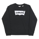 LEVI'S Mens Black Crew Neck XS Cotton Blend Sweatshirt Logo Print