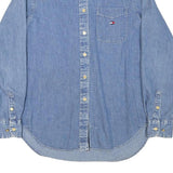 TOMMY HILFIGER Womens Blue Denim Shirt M Button Denim Cotton Blend Long Sleeve