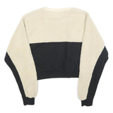 FILA Womens Cream & Black Crew Neck S Sherpa Fleece Sweatshirt Crop Top