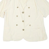 CLASSIC COLLECTION Womens Cream Button Jacket M Viscose Plain Elegant Detail