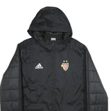 ADIDAS Mens Black Football Club Basel Jacket L Polyester Puffer Quilted Hooded