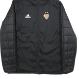 ADIDAS Mens Black Football Club Basel Jacket L Polyester Puffer Quilted Hooded