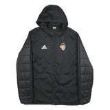 ADIDAS Mens Black Football Club Basel Jacket L Polyester Puffer Quilted Hooded