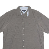 TOMMY HILFIGER Mens Black & White Check Shirt XL Short Sleeve Cotton Casual