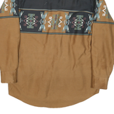 ROPEN Mens Black & Brown Geometric Print Cotton Blend Shirt L Casual