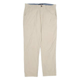 TOMMY HILFIGER Mens Cotton Beige Regular Straight Trousers W36 L31 Classic Zip