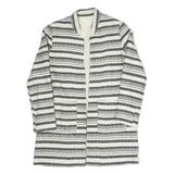 Womens Black & White Striped Jacket S Polyester Blend Woven Relaxed Fit Open