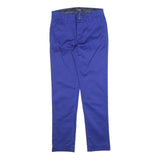 GUESS Womens Cotton Blend Blue Slim Straight Trousers W26 L26 Classic Zip