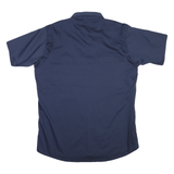 CARHARTT Mens Blue Work Shirt L Automotive Logo Button Pockets Durable