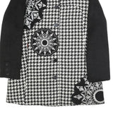 DESIGUAL Womens Black & White Houndstooth Button Jacket M Polyester Blend