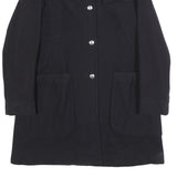 C.P. COMPANY Womens Black Wool Blend Button Jacket L Plain Classic Long Sleeve