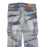 JEANSIAN Mens Relaxed Cargo Jeans Blue Denim Medium W36 L30 Casual Wear