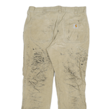 CARHARTT Mens Beige Relaxed Fit Trousers W34 L30 Cotton Blend Zip Workwear