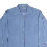 VAN HEUSEN Mens Blue Cotton Denim Shirt M Button Pocket Long Sleeve Comfortable