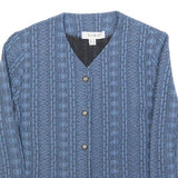 CHARMANT Womens Blue Cotton Blend Button Jacket UK 14 Textured Pattern Stylish
