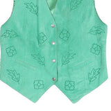CITY LIFE Womens Green Embroidered Button Jacket M Polyester Blend Vest