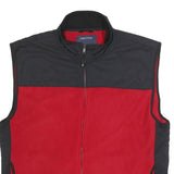 NAUTICA Mens Red & Black Zip Up Fleece Jacket 2XL Polyester Casual Outdoor Vest