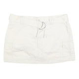 TOMMY HILFIGER Womens White Cotton Blend Mini Skirt Cargo Style M Belted