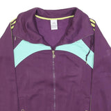 ADIDAS Womens Purple & Light Blue Track Jacket UK 16 Polyester Zip Athletic