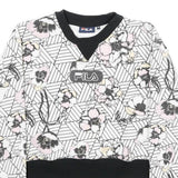 FILA Womens White & Black Floral Sweatshirt Crew Neck XS Lightweight Comfort
