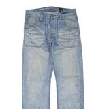 JACK & JONES Mens Blue Cotton Blend Regular Straight Denim W36 L34 Zip Jeans