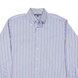 TOMMY HILFIGER Mens Blue & Purple Stripe Shirt L Button Down Cotton Blend Formal