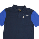 CARHARTT Mens Blue & Navy United Short Sleeve Polo Shirt M Cotton Blend Workwear