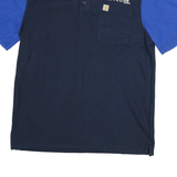 CARHARTT Mens Blue & Navy United Short Sleeve Polo Shirt M Cotton Blend Workwear