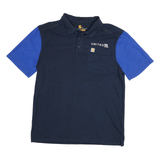 CARHARTT Mens Blue & Navy United Short Sleeve Polo Shirt M Cotton Blend Workwear