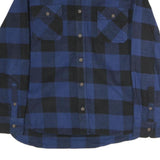 JACHS Mens Blue & Black Check Shirt L Long Sleeve Cotton Classic Fit Casual