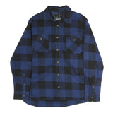 JACHS Mens Blue & Black Check Shirt L Long Sleeve Cotton Classic Fit Casual