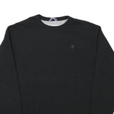 CHAMPION Mens Black Cotton Blend Crew Neck Sweatshirt L Classic Logo Casual