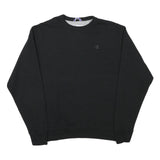 CHAMPION Mens Black Cotton Blend Crew Neck Sweatshirt L Classic Logo Casual