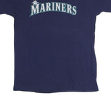 MAJESTIC Mens Blue & Grey Mariners Graphic Short Sleeve Crew Neck L T-Shirt