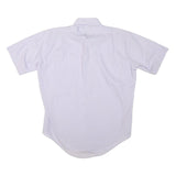 Mens White Shirts M Polyester Blend Short Sleeve Button Up Casual
