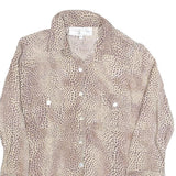 TASHA POLZZI Womens Beige & Brown Printed Shirt Long Sleeve Button Neck M Rayon