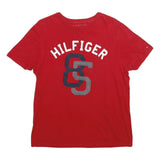 TOMMY HILFIGER Mens Red Hilfiger Graphic T-Shirt S Short Sleeve Crew Neck Casual