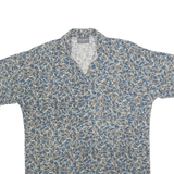 TRIUMPH Mens Blue Pattern Shirt M Casual Cotton Blend Short Sleeve Relaxed Fit