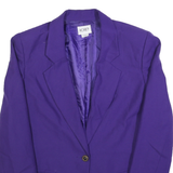 KORET Womens Purple Wool Blend Classic Jacket M Button Closure Plain Elegant