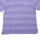 NAUTICA Mens Purple & White Striped Short Sleeve Polo Shirt L Cotton Blend