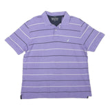 NAUTICA Mens Purple & White Striped Short Sleeve Polo Shirt L Cotton Blend
