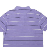 NAUTICA Mens Purple & White Striped Short Sleeve Polo Shirt L Cotton Blend