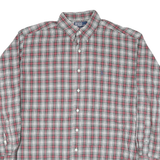 POLO RALPH LAUREN Mens Grey & Red Check Shirt L Button Down Collar Long Sleeve