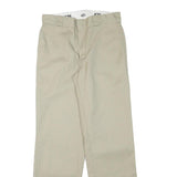 DICKIES Mens Beige Regular Fit Straight Leg Trousers W29 L30 Cotton Blend Zip