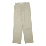 DICKIES Mens Beige Regular Fit Straight Leg Trousers W29 L30 Cotton Blend Zip