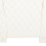 TOMMY HILFIGER Womens White Patterned Jumper Crew Neck Basic Knit L Cotton Blend