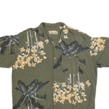 CARIBBEAN BLUES Mens Green Rayon 2XL Hawaiian Style Shirt Floral Palm Print