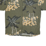 CARIBBEAN BLUES Mens Green Rayon 2XL Hawaiian Style Shirt Floral Palm Print