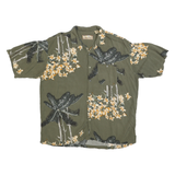 CARIBBEAN BLUES Mens Green Rayon 2XL Hawaiian Style Shirt Floral Palm Print